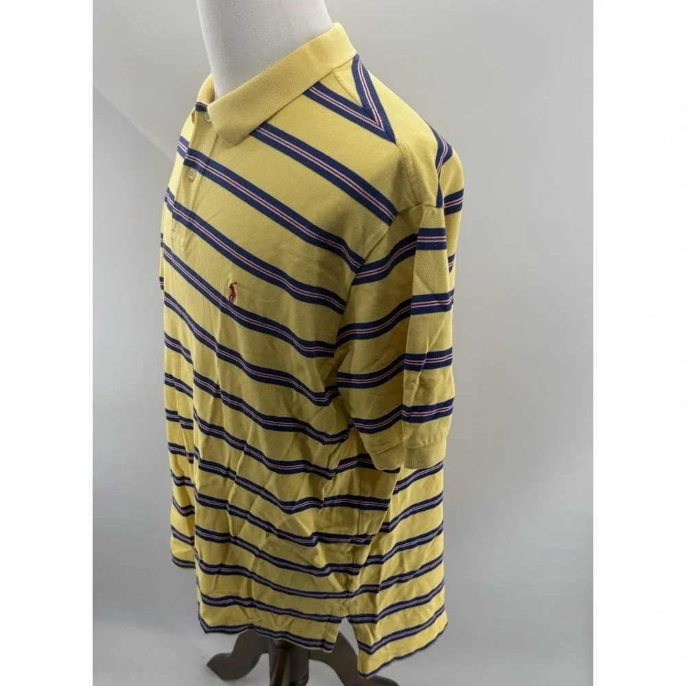 Polo‎ Ralph Lauren Yellow Striped Short Sleeve Polo Shirt Mens XLarge